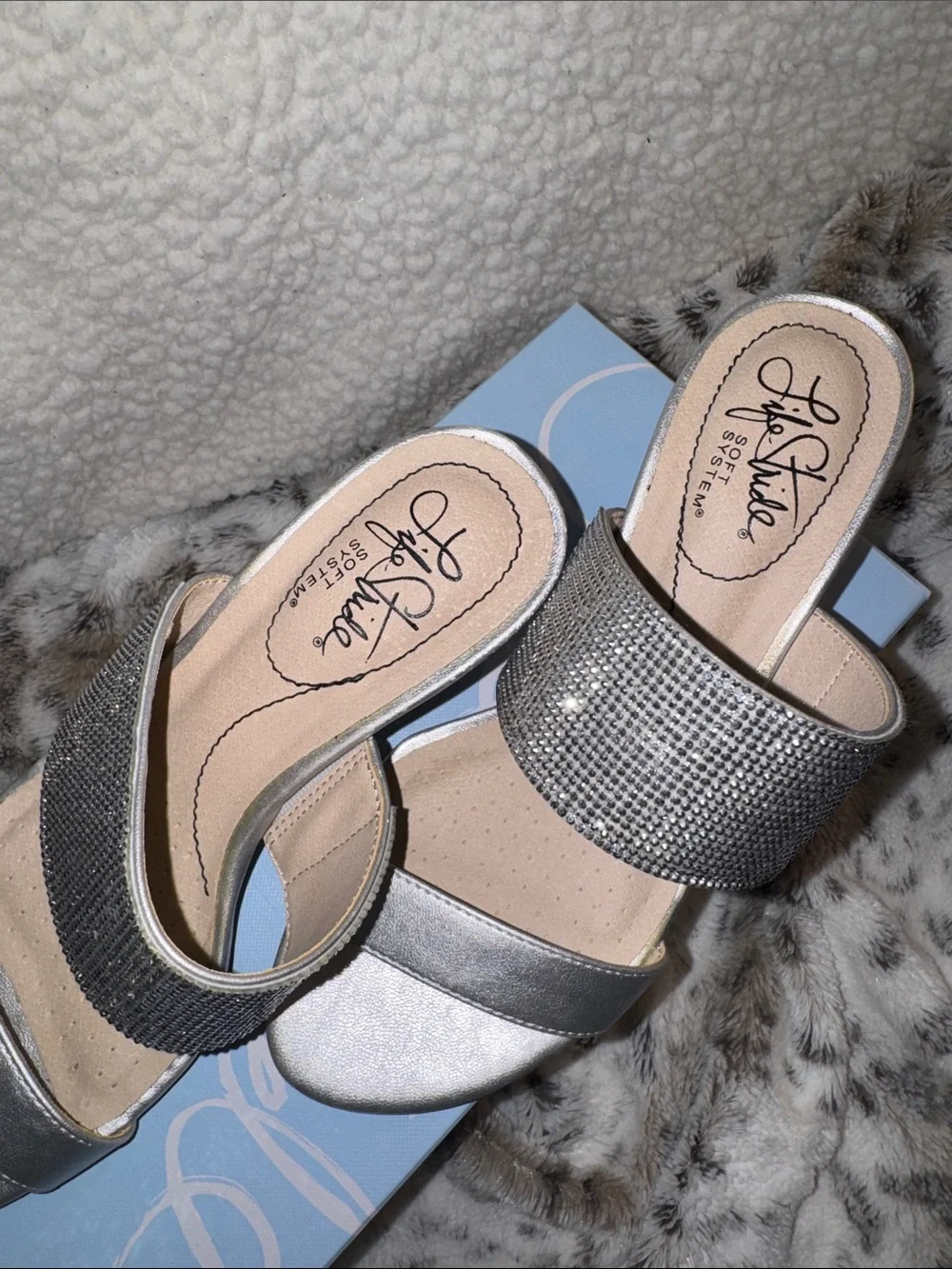 Sparkle Slide Sandal - Silver Women's Mule